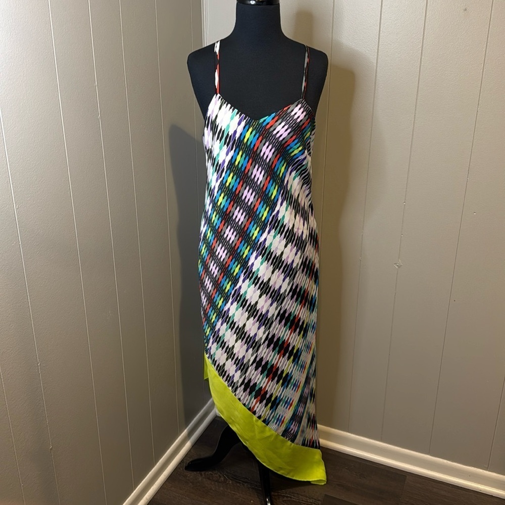 Laundry by Shelli Segal Women’s 8 Strap Maxi Dress Asymmetrical Abstract Pattern